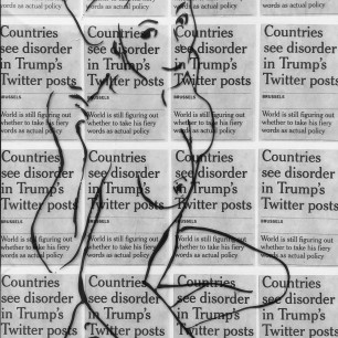 “Nude on Trump 3″, collage / printed plexiglass, 50cm x 100cm, 2018